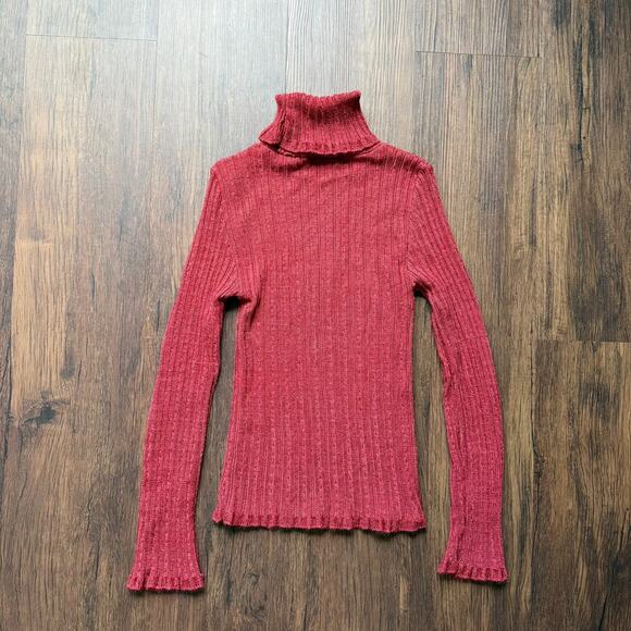Venus Red Ribbed Knit Turtleneck Sweater – Women’s Small Made in USA - Picture 3 of 5